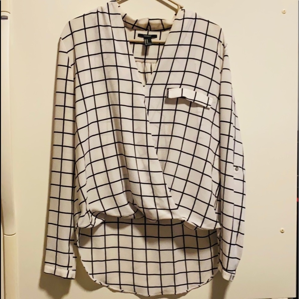White and Black Plaid Shirt